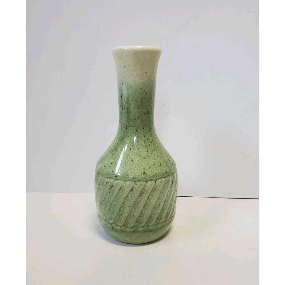 Vintage Green Ceramic Vase FTD USA 1980 Florists' Transworld Delivery Retro